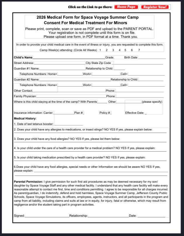 Space Voyage Medical Consent Form